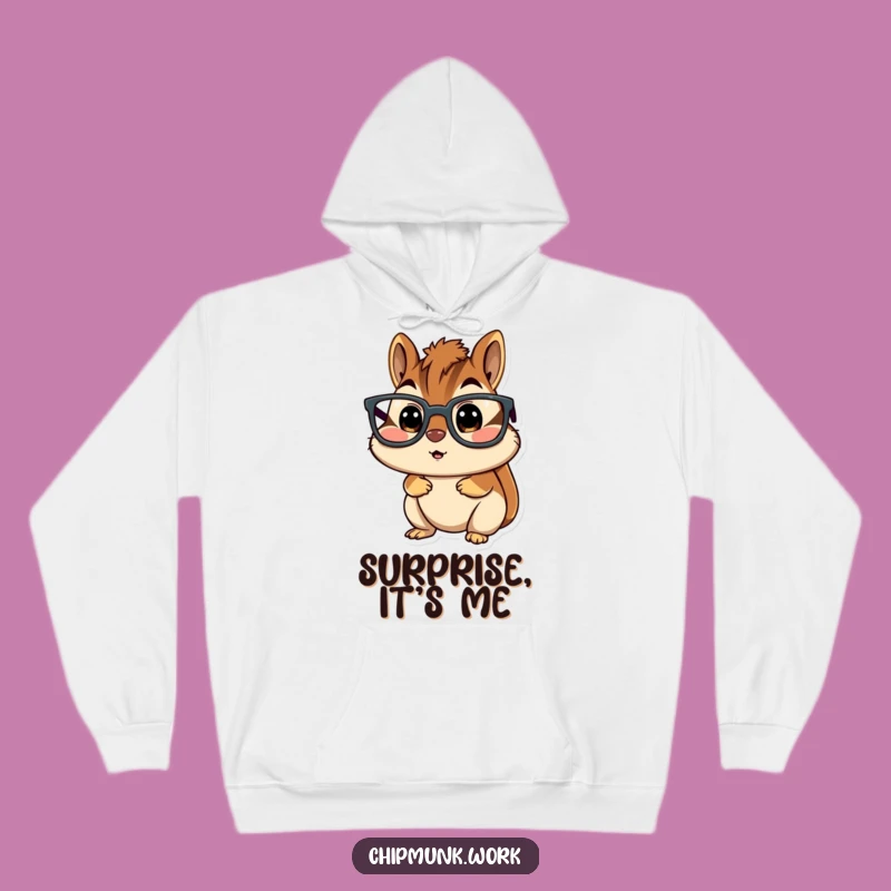Funny Surprised Chipmunk Hoodie - Oversized Glasses Shock Comfort