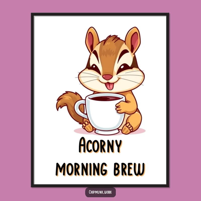 Free Printable Wall Art: Goofy Chipmunk Coffee Break - Funny Downloadable Decor