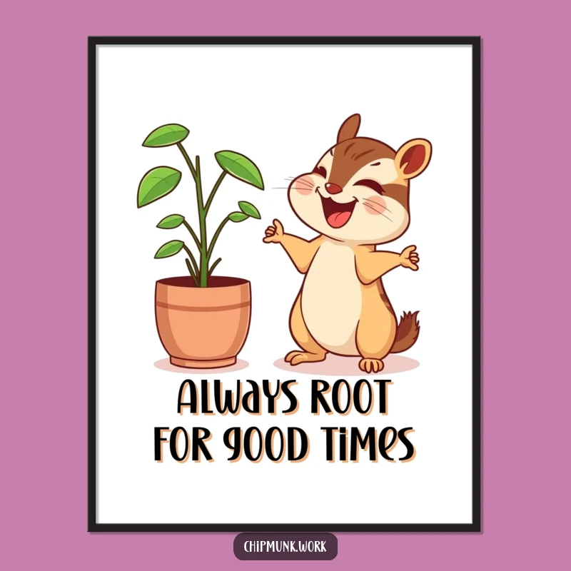 Free Printable Wall Art: Chipmunk's Hilarious Plant Comedy, Funny Downloadable Art