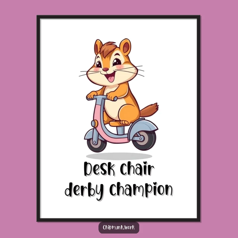 Free Printable Chipmunk Scooter Wall Art - Funny Downloadable Decor for a Quirky Space