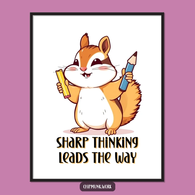 Free Printable Wall Art: Chipmunk's Sharpened Pencil Pride, Funny Downloadable Art