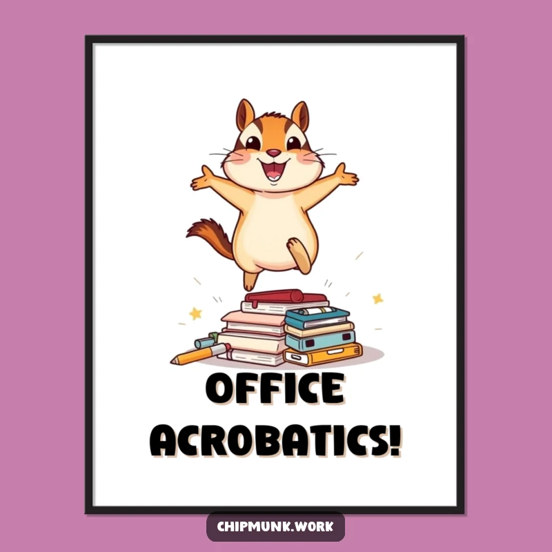 Funny Free Printable Chipmunk Wall Art: Energetic Desk Leap Downloadable Decor