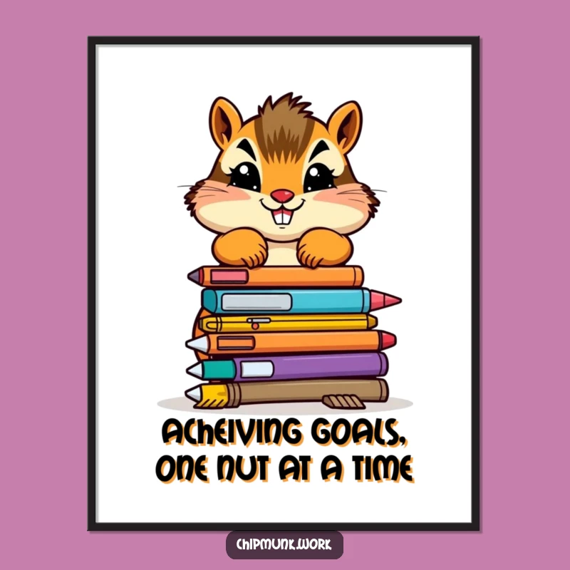 Funny Free Printable Wall Art: Determined Chipmunk Stacking Supplies, Quirky Office Decor