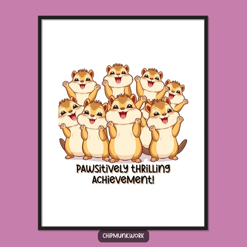 Funny Free Printable Wall Art: Kawaii Chipmunks Cheering Squad, Downloadable Art