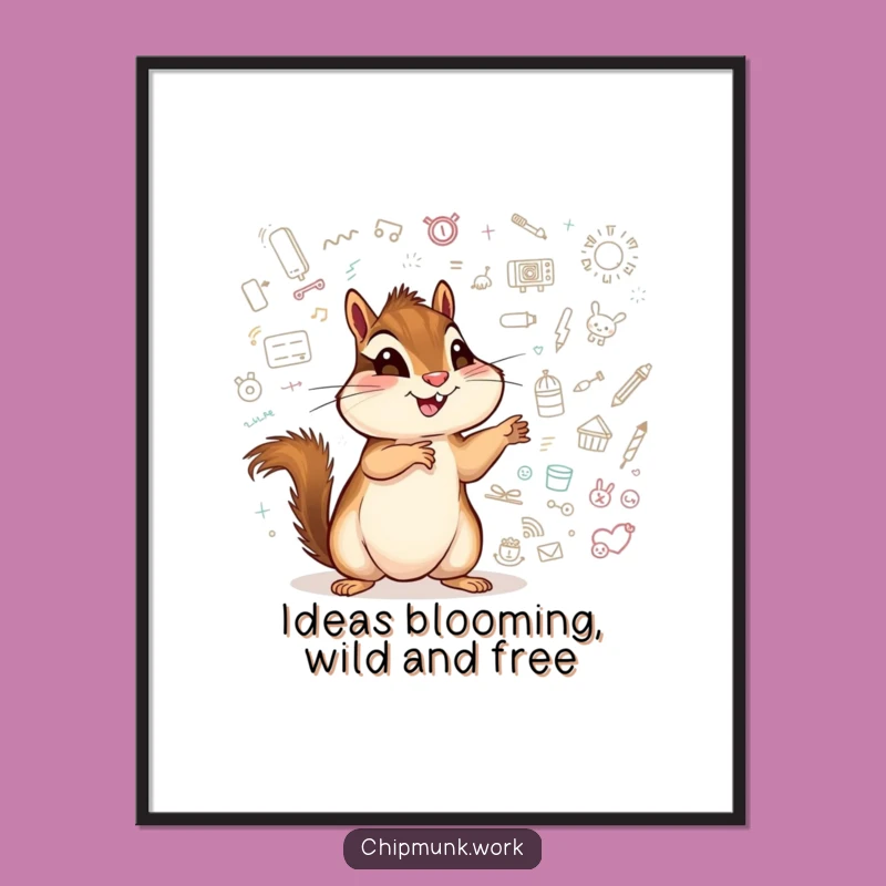 Free Printable Chipmunk Whiteboard Art: Funny Downloadable Wall Art for Creative Spaces