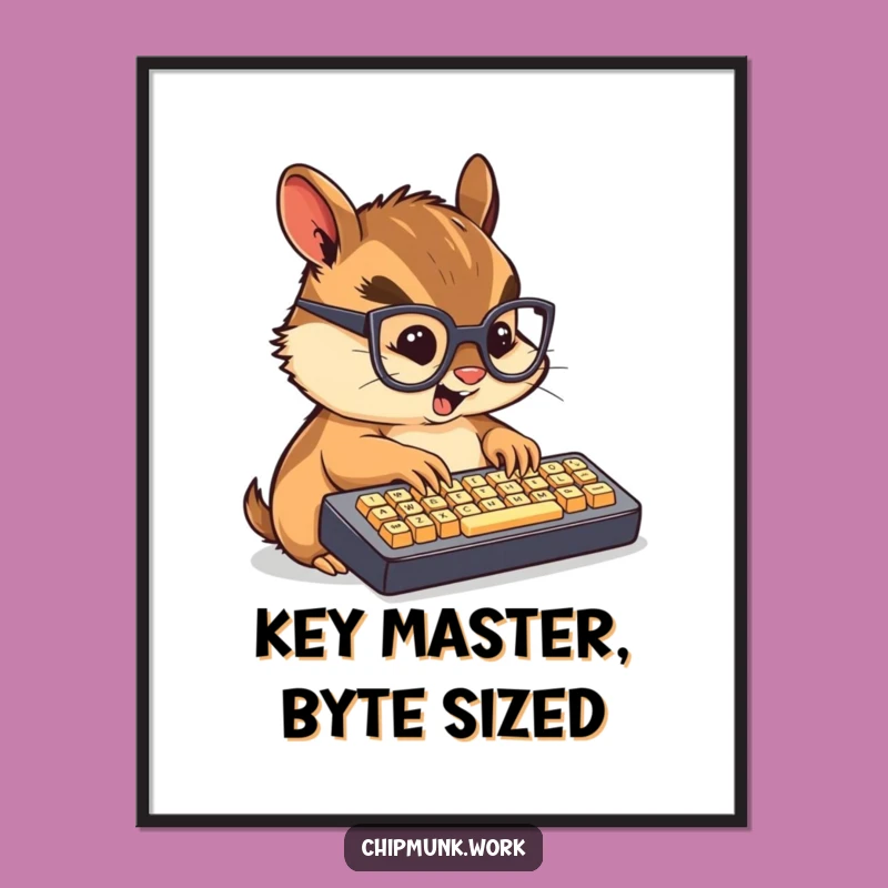 Funny Free Printable Wall Art: Typing Chipmunk Humorous Downloadable Art