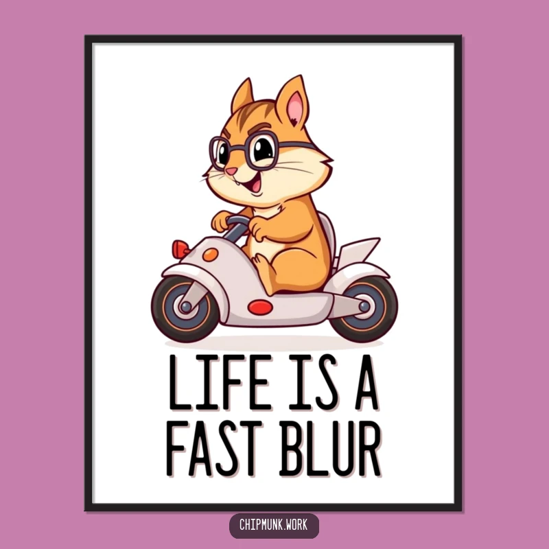 Free Printable Wall Art: Chipmunk Swivel Chair Race Car, Humorous Downloadable Decor Gift