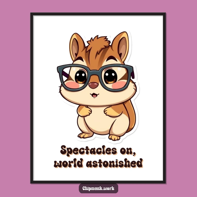 Free Printable Wall Art: Surprised Chipmunk Big Glasses Funny Downloadable Art Gift