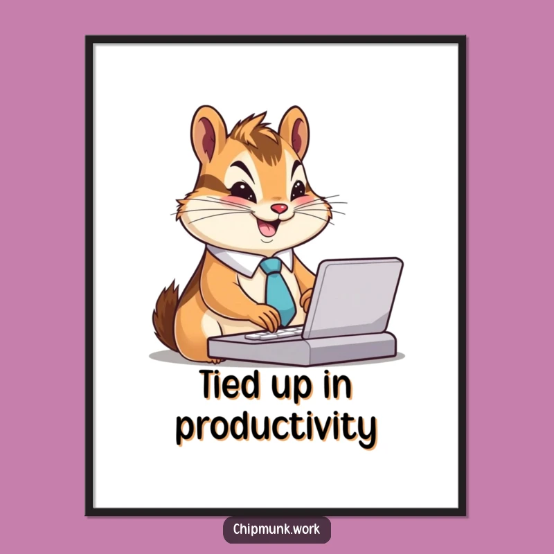 Free Printable Wall Art: Busy Chipmunk at Desk - Funny Downloadable Decor