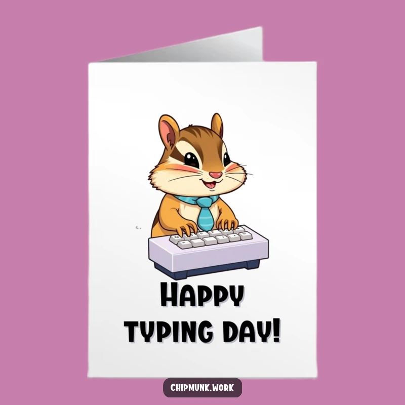 Free Printable Birthday Card: Busy Chipmunk Typist, Downloadable Humorous Greeting