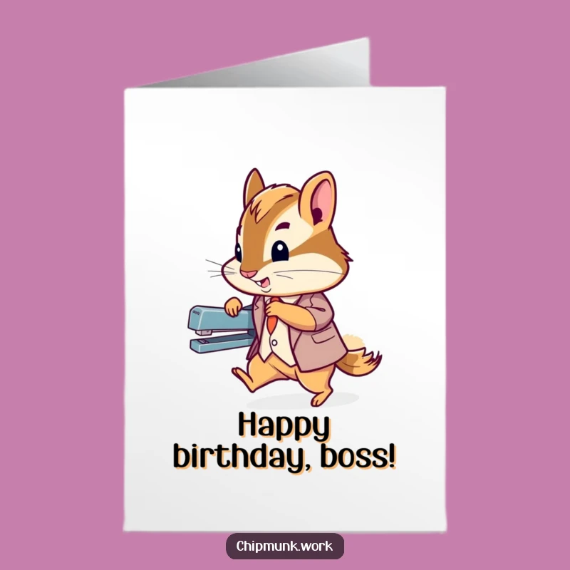 Free Printable Birthday Card: Chipmunk Suit Stapler Zoom Downloadable Gift