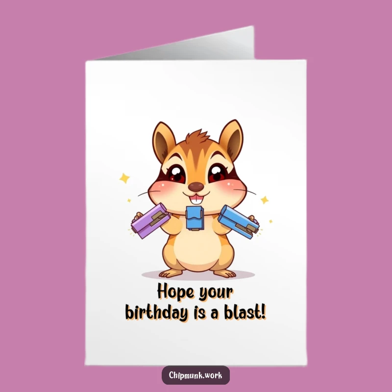 Free Printable Birthday Card: Juggling Chipmunk Funny Downloadable Gift