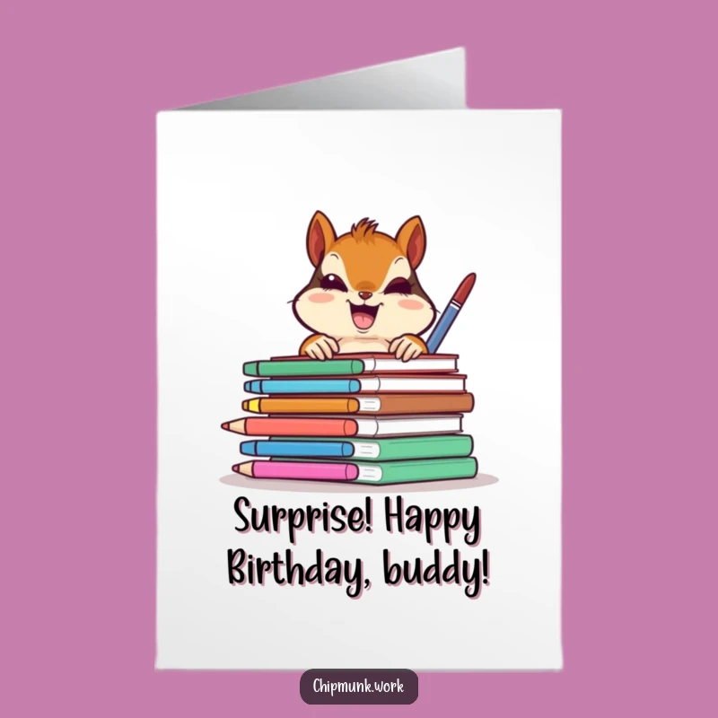 Free Printable Birthday Card: Peek-a-Boo Chipmunk, Office Fun, Downloadable Gift for Work Friends