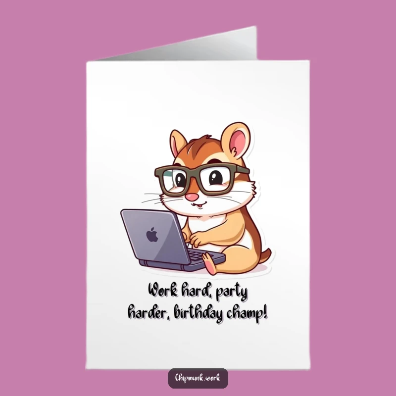 Free Printable Birthday Card: Chipmunk Laptop Genius - Funny Downloadable Gift