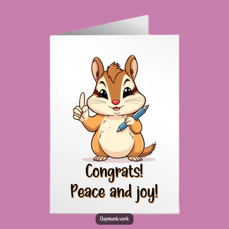 Free Printable Congrats Card: Chipmunk Pen Peace, Funny Downloadable