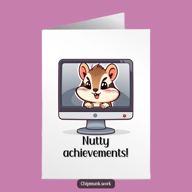 Free Printable Chipmunk Congrats Card: Funny Curious Computer Buddy Downloadable Greeting