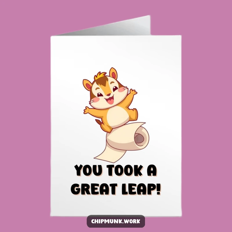 Free Printable Chipmunk Congrats Card: Funny Roll Slide Downloadable for Wins