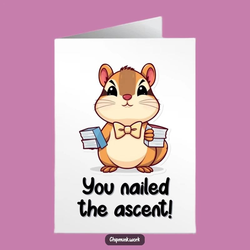 Free Printable Congrats Card: Bowtie Chipmunk's Success Charts, Downloadable Gift