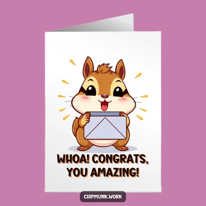 Free Printable Congrats Card: Chipmunk Inbox Surprise, Funny Downloadable