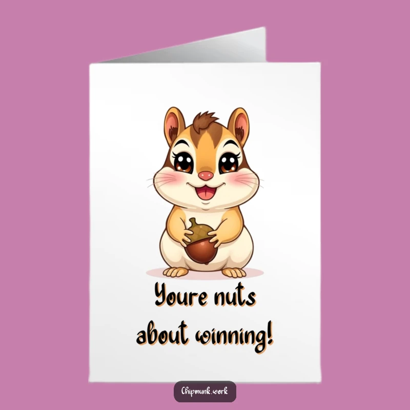 Free Printable Congrats Card: Chipmunk Presenting Acorn, Celebrating Your Success