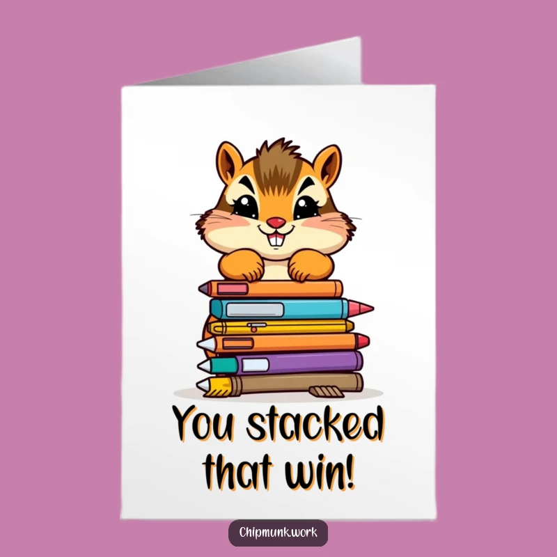Free Printable Congrats Card: Chipmunk's Office Triumphs, Funny Downloadable Art