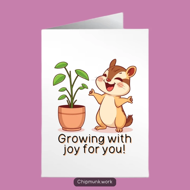 Free Printable Congrats Card: Chipmunk's Plant Joke Triumph, Humorous Downloadable Gift