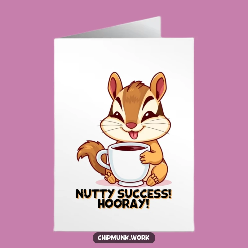 Free Printable Congrats Card: Chipmunk Coffee Celebration - Funny Downloadable Gift