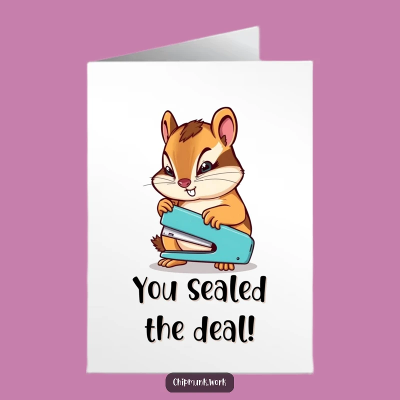 Free Printable Congrats Card: Determined Chipmunk Stapler - Achievement Downloadable Gift!