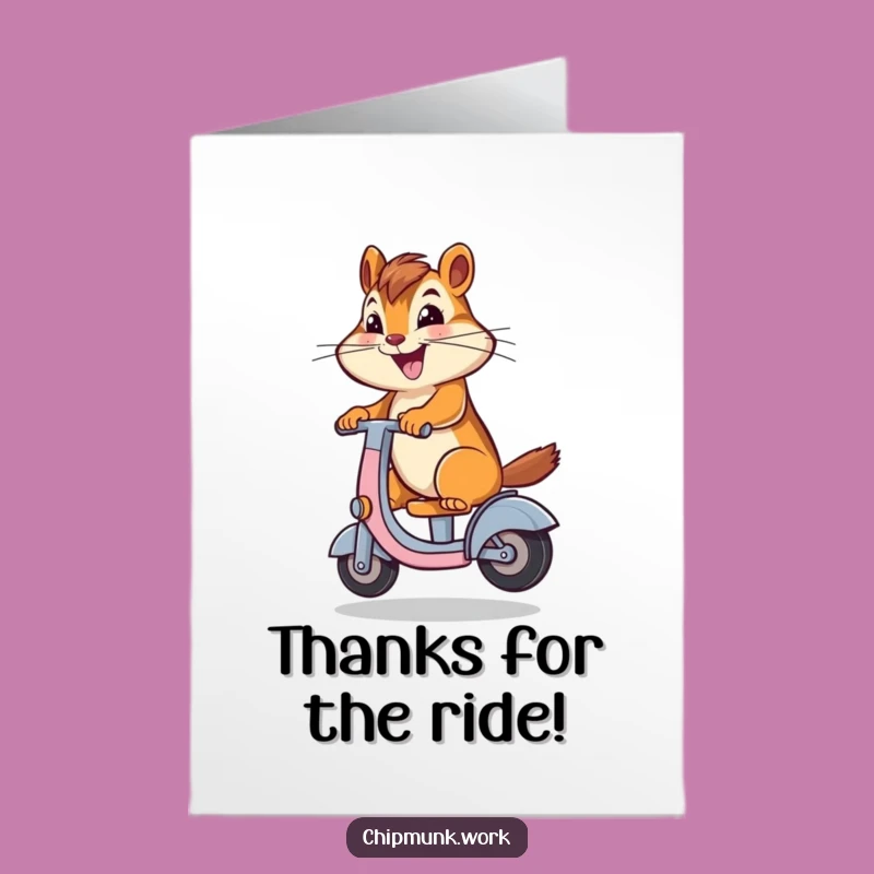 Free Printable Chipmunk Scooter Thank You Card - Hilarious Downloadable for Expressing Gratitude