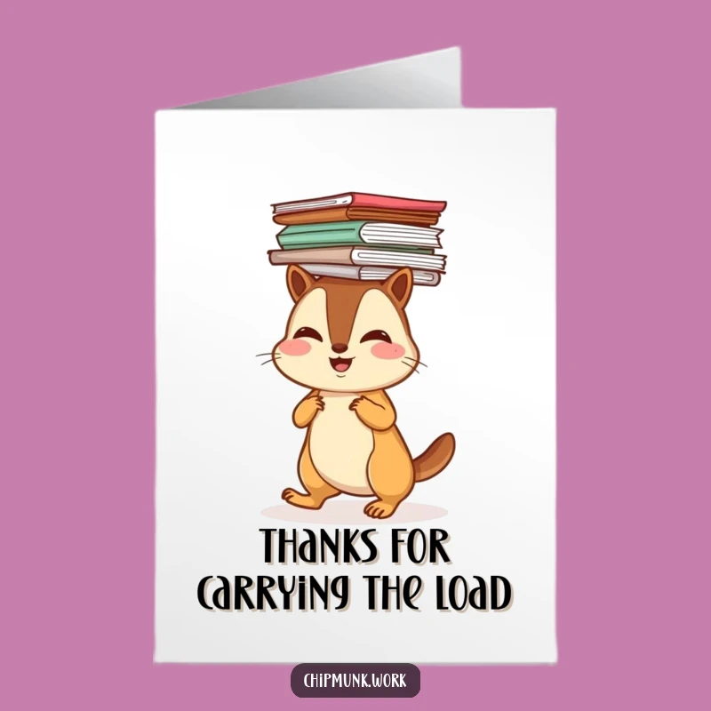 Free Printable Thank You Card: Chipmunk's Grateful Balancing Act, Downloadable Humorous Thanks