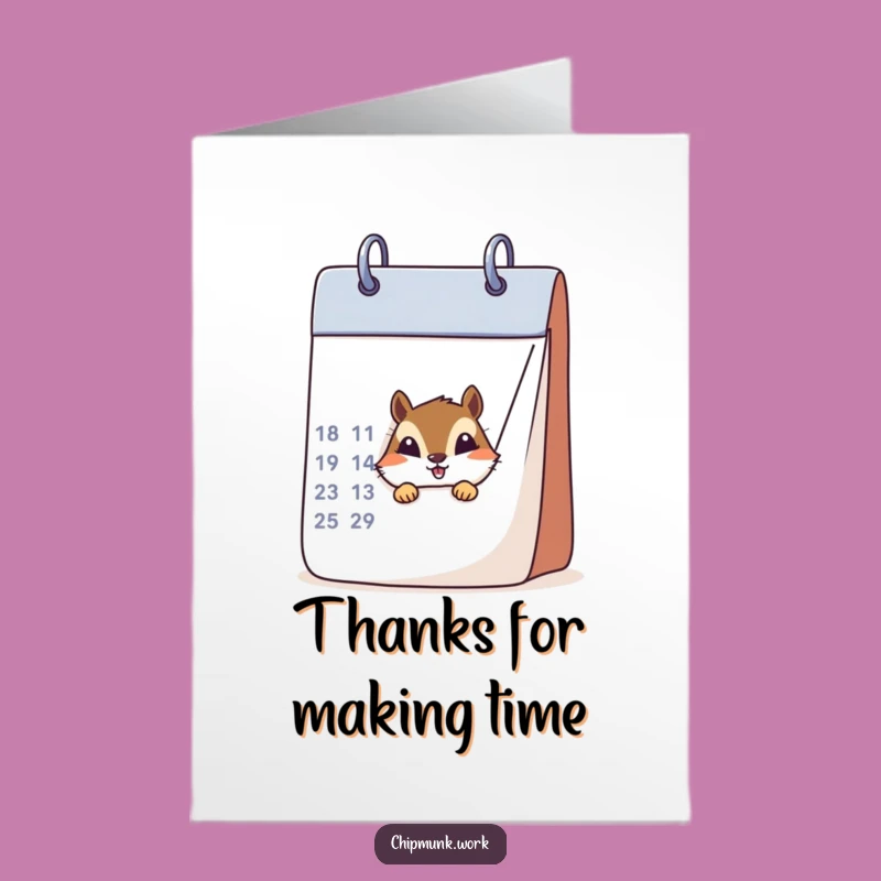 Free Printable Thank You Card: Peeking Chipmunk Calendar - Amusing Downloadable Gratitude