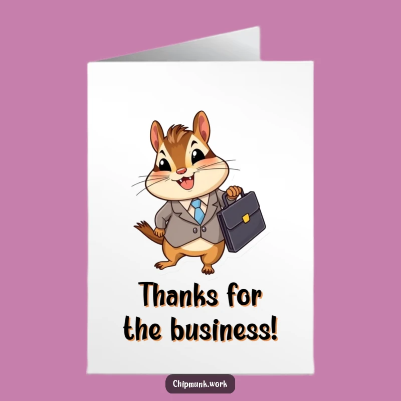 Free Printable Thank You Card: Business Chipmunk Expressing Gratitude Professionally