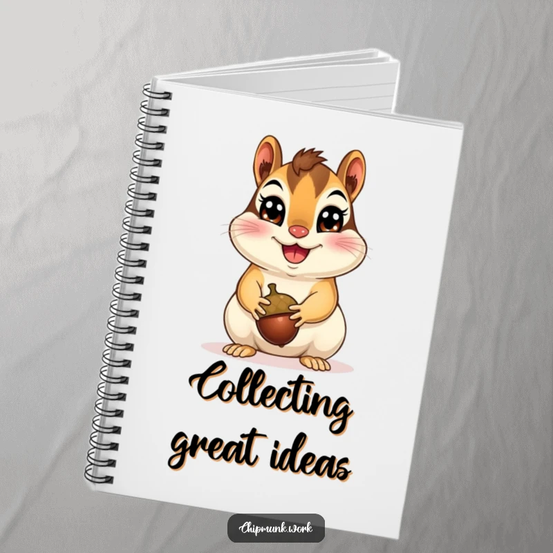 Funny Happy Chipmunk Notebook with a cheerful chipmunk presenting an acorn, providing a humorous and joyful space for notes, ideas, and funny thoughts.
