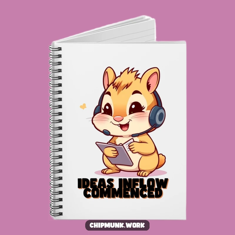 Funny Chipmunk Headset Notebook - Busy Note-Taker Journal