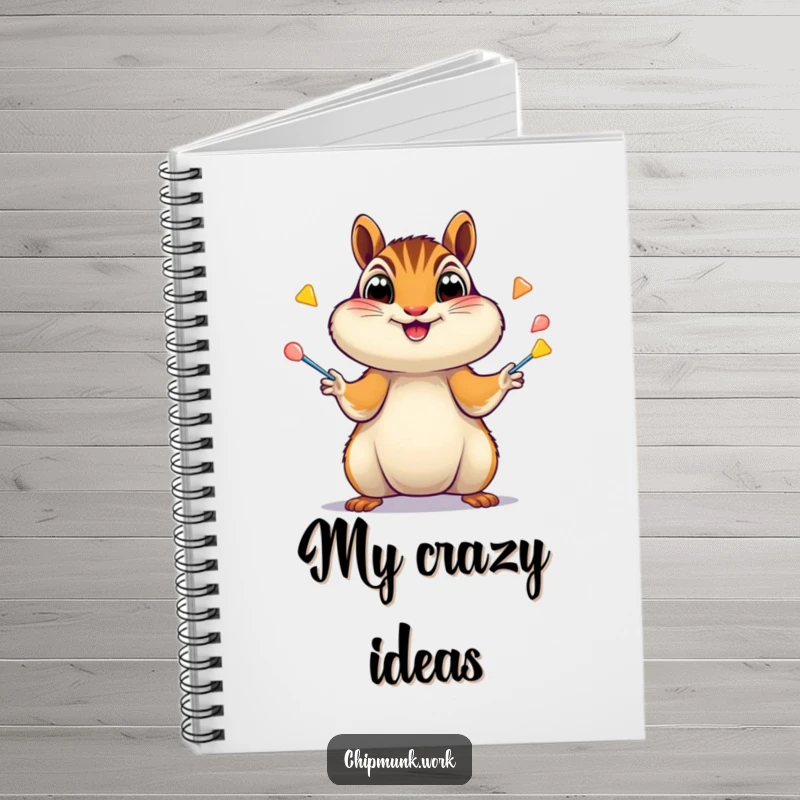 Funny Chipmunk Notebook: Chipmunk juggling staplers with wide, excited eyes, inspiring energetic notes, a funny gift.