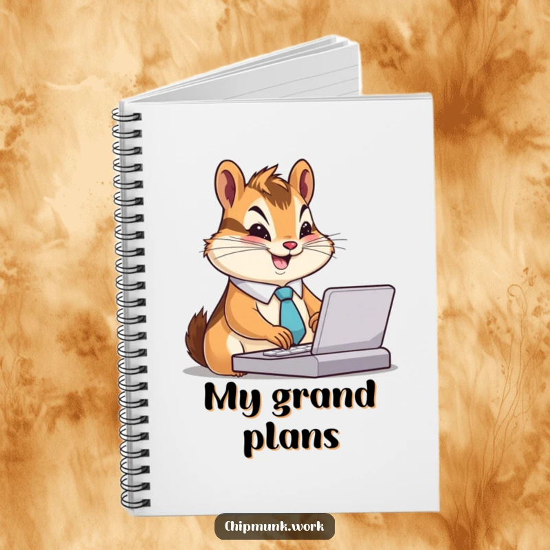 Funny Chipmunk Notebook: Chipmunk in a tiny tie, typing furiously with a smile, inspiring productive notes, a funny gift.