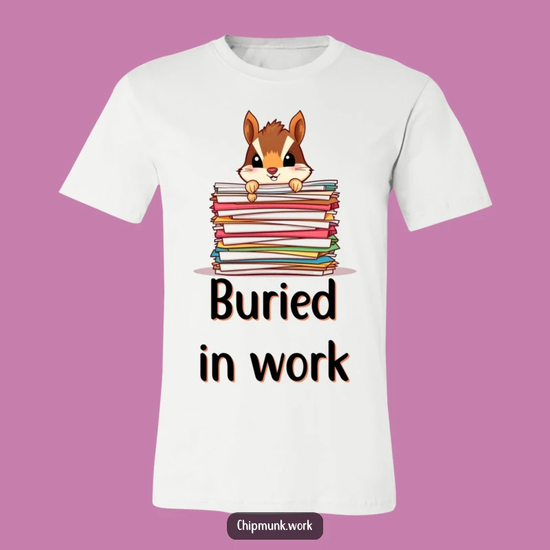 Funny Chipmunk Paper Mound T-Shirt: Peeking Rodent Fun, Office Tee