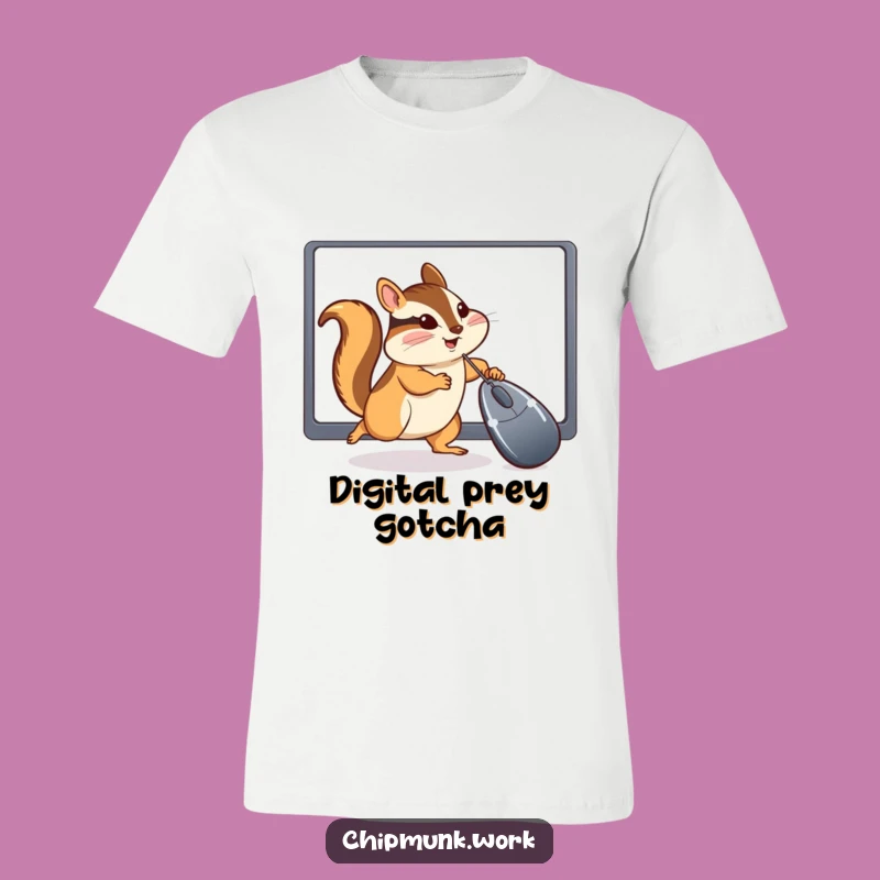 Funny Chipmunk Screen Chase T-Shirt: Hilarious Gaming & Tech Humor Tee Gift!