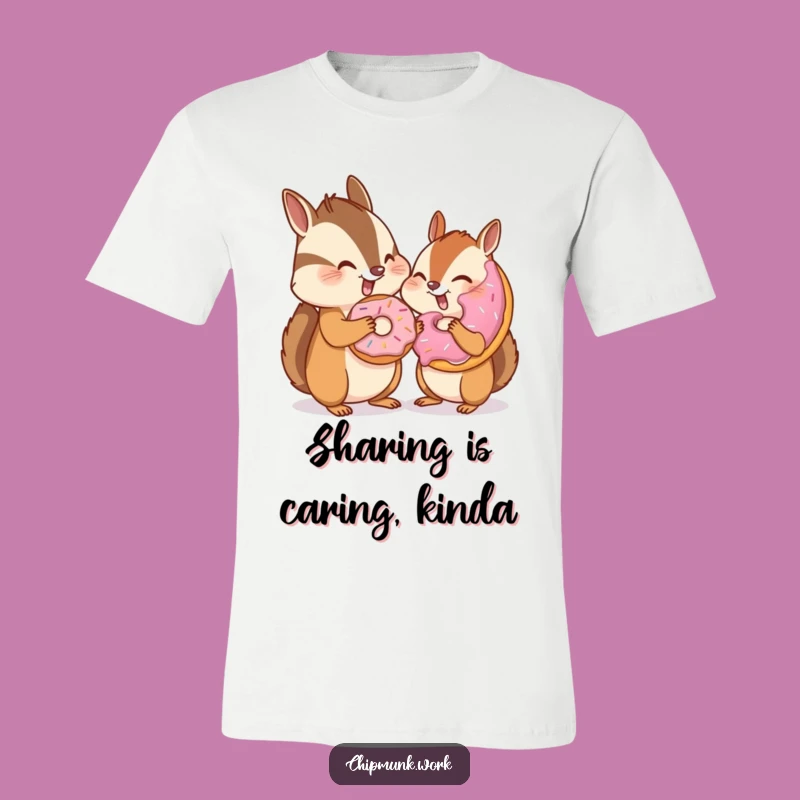Funny Chipmunk Donut T-Shirt: Winking Friend Share, Hilarious Casual Wear