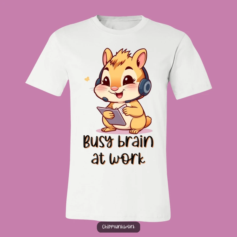 Funny Chipmunk Headset T-Shirt - Busy Note-Taker Hustle Tee
