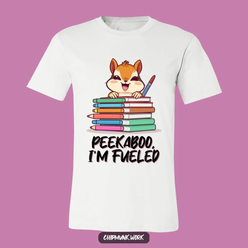 Funny Chipmunk Office Peek Tee: Gleeful Surprise T-Shirt, A Humorous Gift