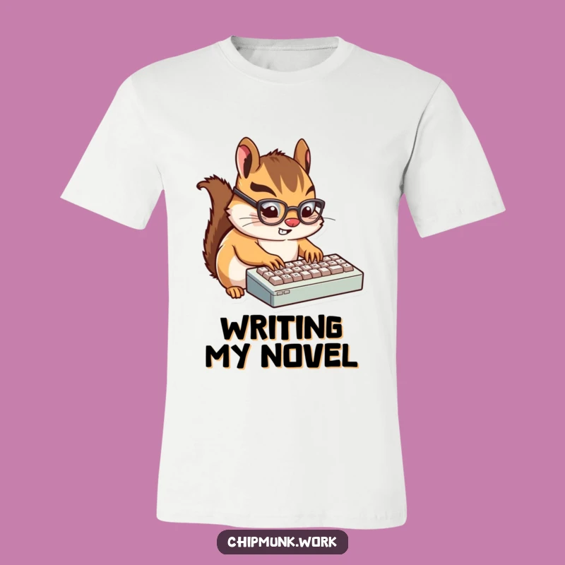Funny Chipmunk Typist T-Shirt: Glasses Wearing Rodent, Tech Tee