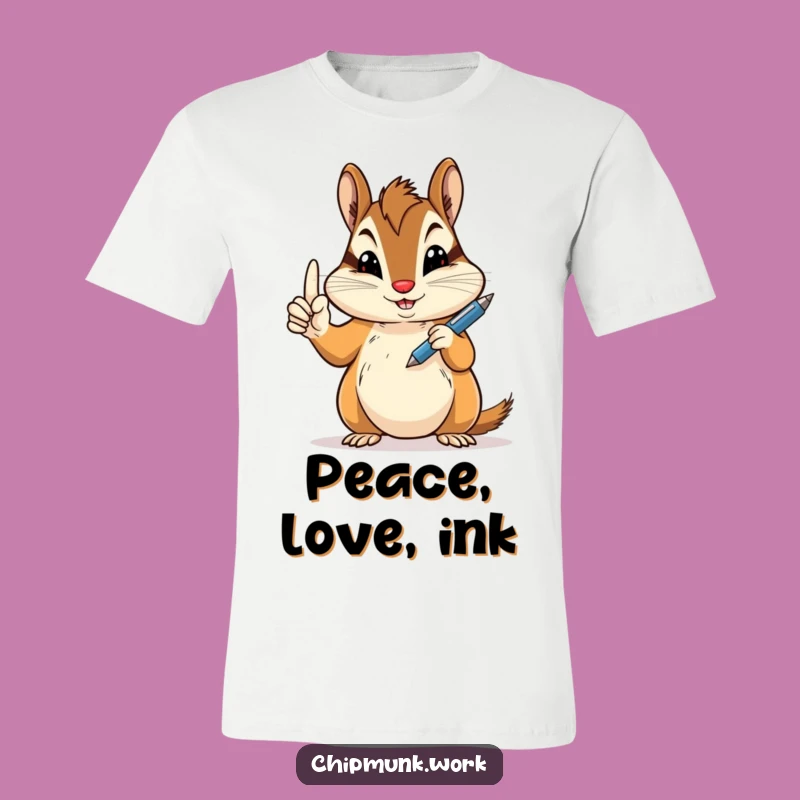 Funny Peace Sign Chipmunk T-Shirt: Hilarious Pen Wielding Graphic Tee Gift