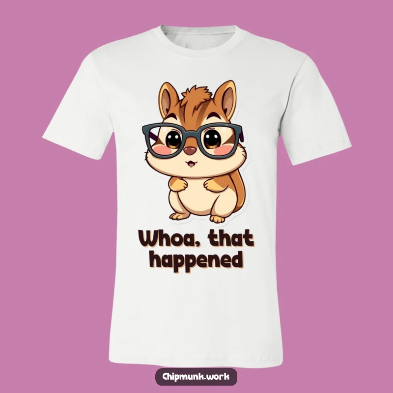 Funny Surprised Chipmunk Glasses T-Shirt - Shocked Reaction Tee