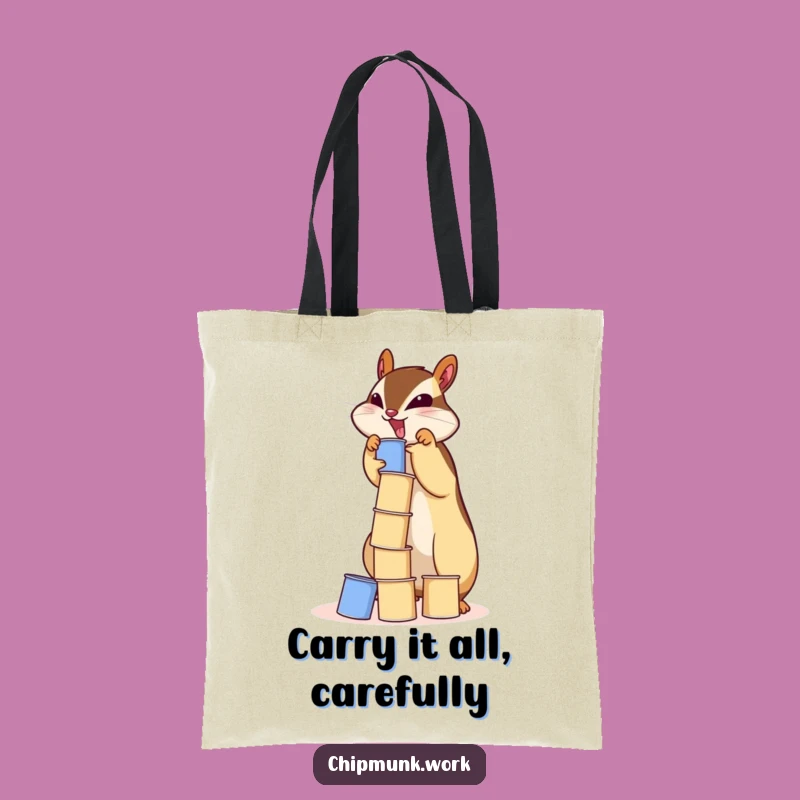 Funny Chipmunk Paper Cup Tower Tote Bag - Eco-Friendly & Hilarious Carry-All