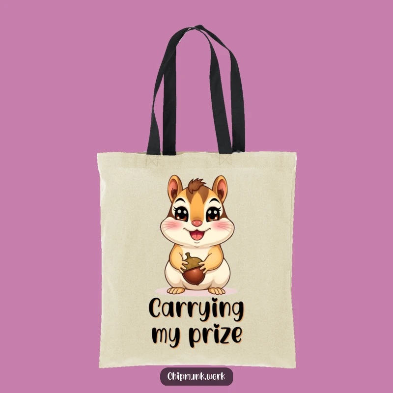 Funny Happy Chipmunk Tote Bag: Joyful Rodent Carrier, A Quirky Funny Gift for Shoppers