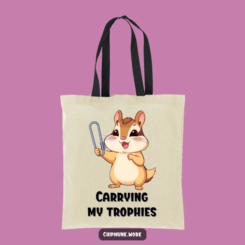 Funny Chipmunk Paperclip Champ Tote Bag: Carry Your Victories in Style, A Gift