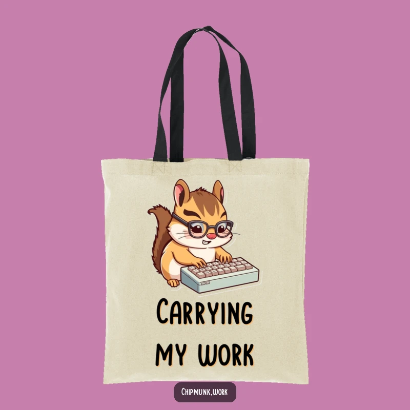 Funny Chipmunk Typist Tote Bag: Bag for Rodent Tech Lovers, Gift