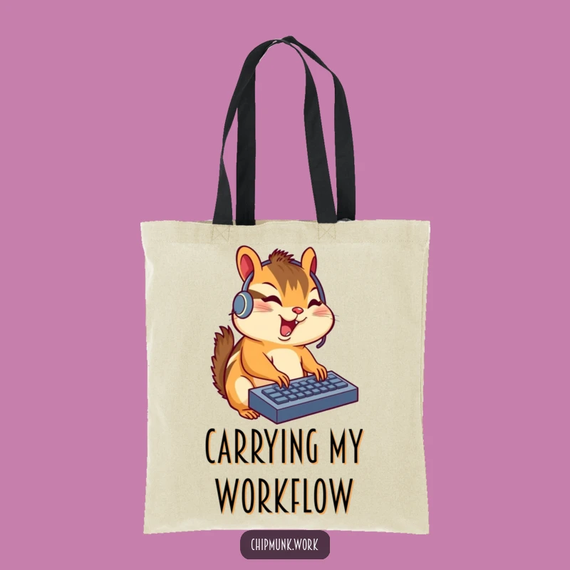 Funny Chipmunk Headset Tote Bag: Hilarious Gamer Accessory for Tech Lovers