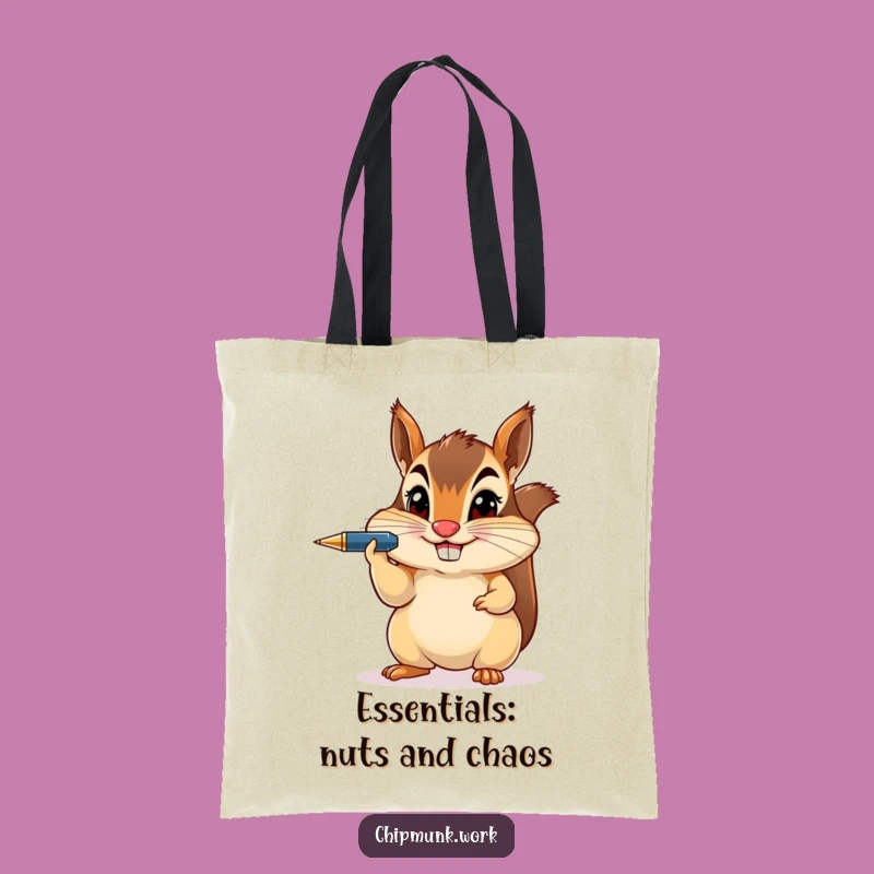 Funny Chipmunk Pen Balance Tote Bag - Stylish & Practical Funny Gift
